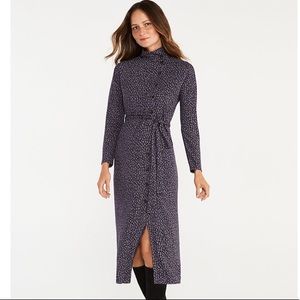 🆕 Ann Taylor Spotted Side Button Mock Neck Dress